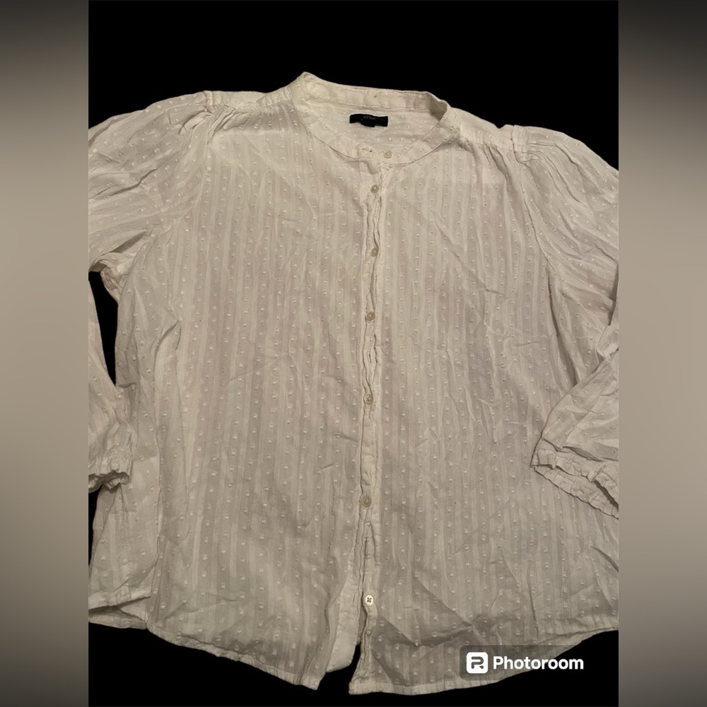 J.Crew Woman’s White Swiss Dot Button Up Blouse